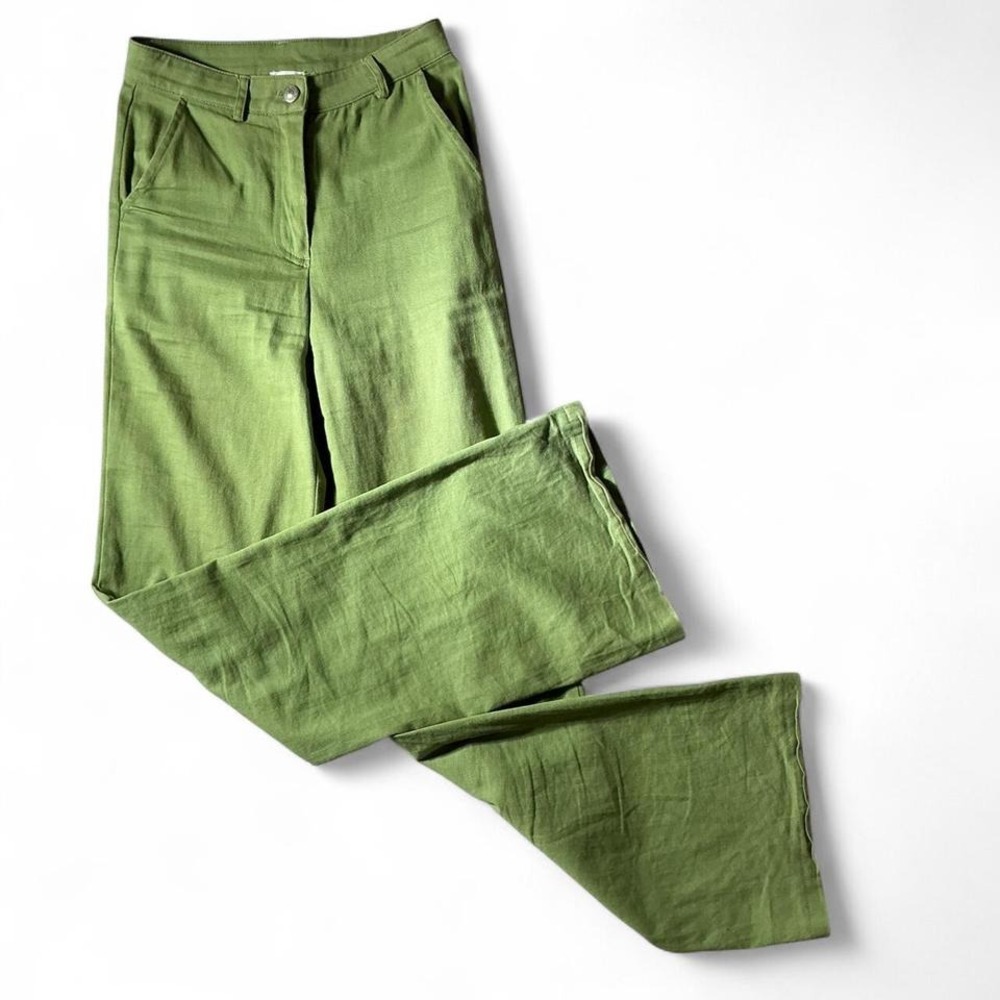 Y2K Princess Polly Green Wide Leg Pants High Waist Trousers US 2